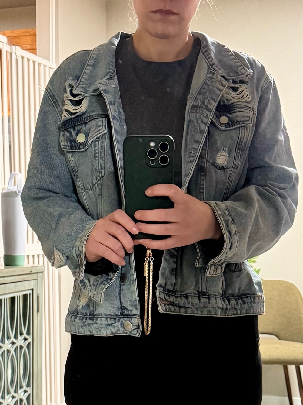 Distressed Light Blue Women’s Denim Jacket